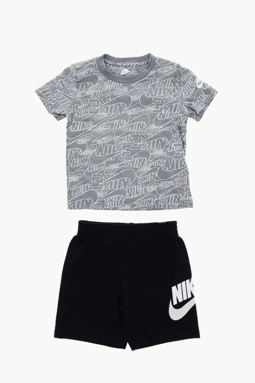 Set T-shirt Girocollo Logo All Over e Shorts>Nike KIDS Clearance