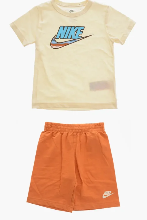 Fashion Set T-shirt Girocollo Stampata e Shorts con Elastico in Vita Bambino Abbigliamento