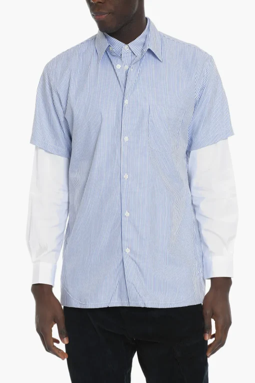 SHIRT Camicia Doppia a Righe Awning con Taschino>Comme Des Garçons Fashion