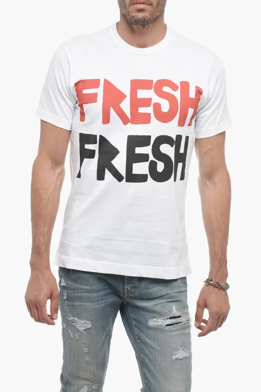 New SHIRT T-Shirt Girocollo FRESH Stampata sul Fronte Uomo T-Shirt