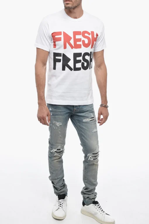 New SHIRT T-Shirt Girocollo FRESH Stampata sul Fronte Uomo T-Shirt