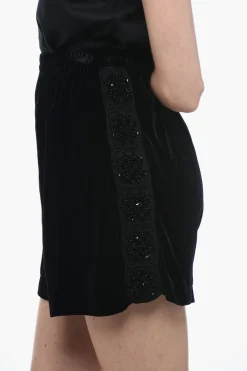 Short in Velluto con Ricamo Decorativo></noscript>Matimì Sale
