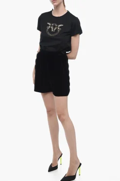 Short in Velluto con Ricamo Decorativo></noscript>Matimì Sale