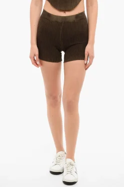 Hot Shorts a Coste con Dettaglio Distressed Donna Pantaloni