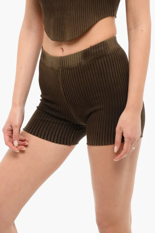 Hot Shorts a Coste con Dettaglio Distressed Donna Pantaloni