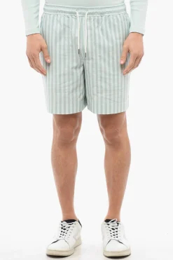 Shorts a Righe Awning in Cotone con Maxi Tasche Frontali>Maison Kitsuné New