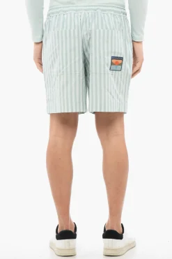 Shorts a Righe Awning in Cotone con Maxi Tasche Frontali>Maison Kitsuné New