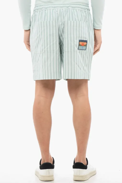 Shorts a Righe Awning in Cotone con Maxi Tasche Frontali>Maison Kitsuné New