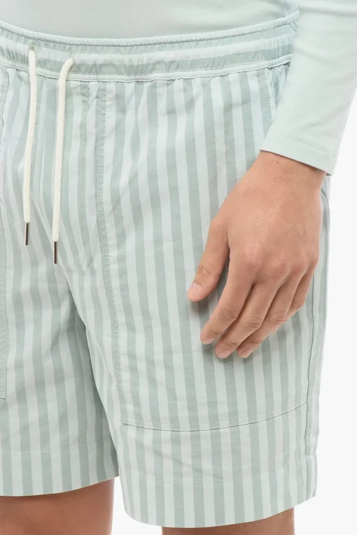 Shorts a Righe Awning in Cotone con Maxi Tasche Frontali>Maison Kitsuné New