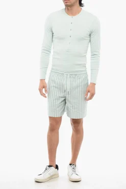 Shorts a Righe Awning in Cotone con Maxi Tasche Frontali></noscript>Maison Kitsuné New