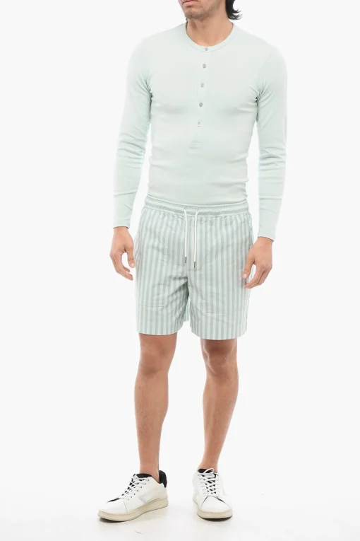 Shorts a Righe Awning in Cotone con Maxi Tasche Frontali>Maison Kitsuné New