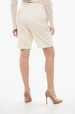 Sale Shorts a Righe Tono su Tono in Lana Vergine Donna Pantaloni