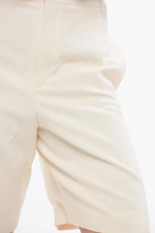 Sale Shorts a Righe Tono su Tono in Lana Vergine Donna Pantaloni