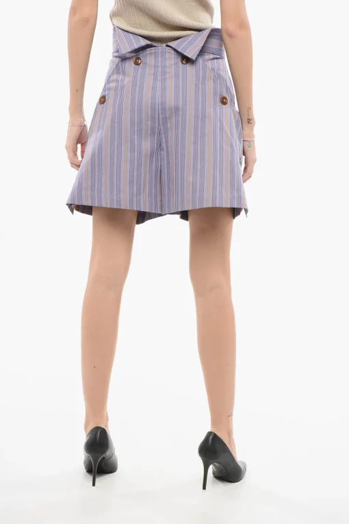 Discount Shorts A Vita Alta Con Stampa A Righe Donna Pantaloni