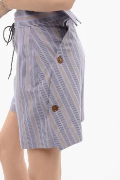 Discount Shorts A Vita Alta Con Stampa A Righe Donna Pantaloni
