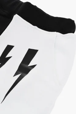 Shorts Bicolore con Stampa Thunderbolts>Neil Barrett Kids Discount