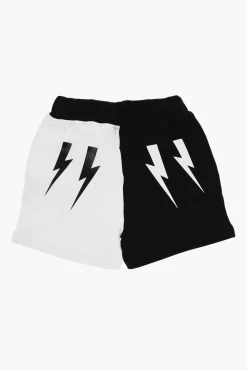Shorts Bicolore con Stampa Thunderbolts></noscript>Neil Barrett Kids Discount