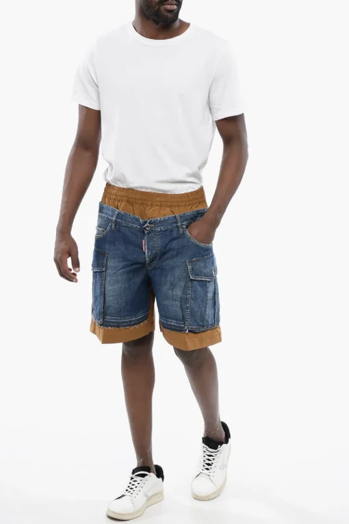 Shorts BOXER in Nylon con Dettagli in Denim>Dsquared2 Sale