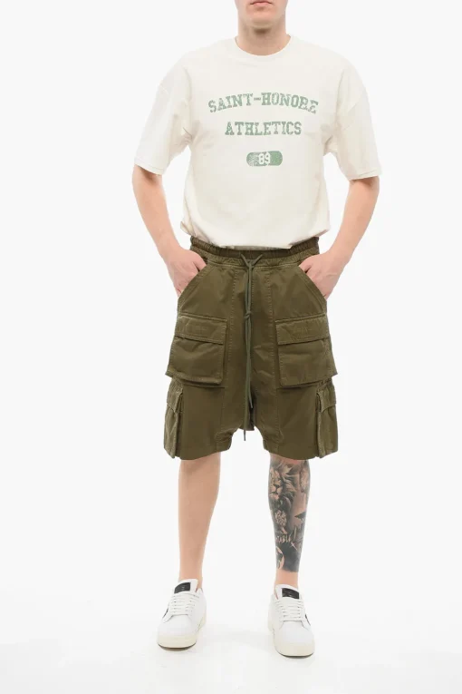 Sale Shorts Cargo in Cotone con Cavallo Basso Uomo Pantaloni