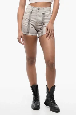 Shorts Cargo in Denim con Effetto Acid-Wash>Off-White Online