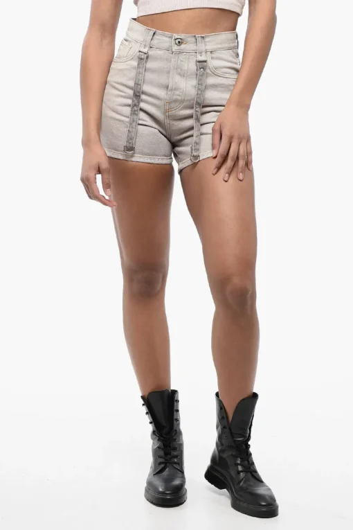 Shorts Cargo in Denim con Effetto Acid-Wash>Off-White Online