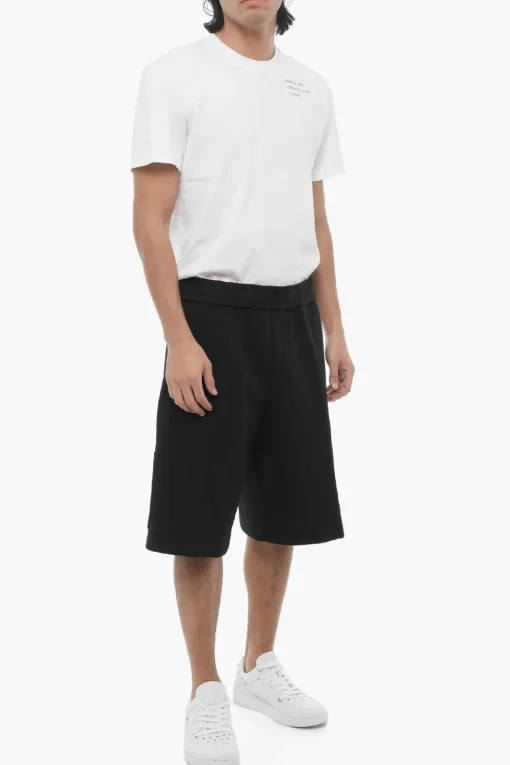 Outlet Shorts Cargo in Felpa a Tinta Unita Uomo Pantaloni