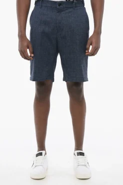 New Shorts Chino in Misto Seta con Passanti Uomo Pantaloni