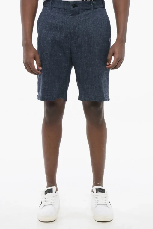 New Shorts Chino in Misto Seta con Passanti Uomo Pantaloni