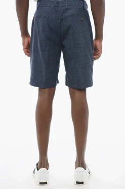 New Shorts Chino in Misto Seta con Passanti Uomo Pantaloni
