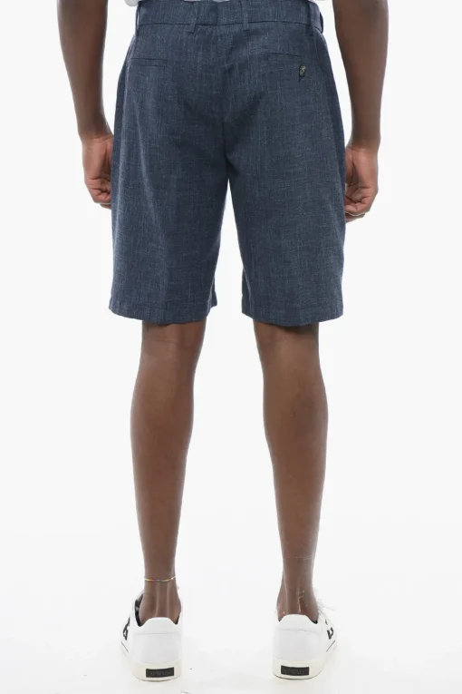 New Shorts Chino in Misto Seta con Passanti Uomo Pantaloni