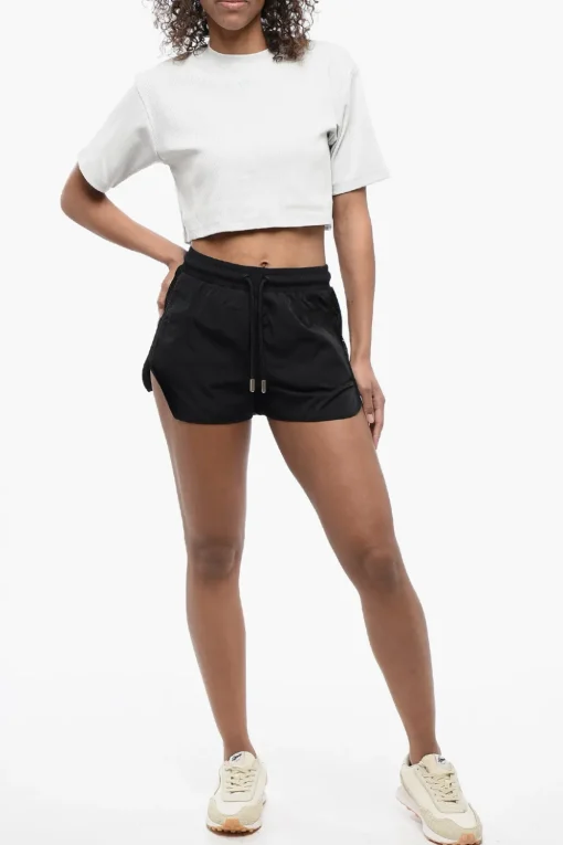 New Shorts CRISPY in Nylon con Banda Laterale in Rete Donna Pantaloni