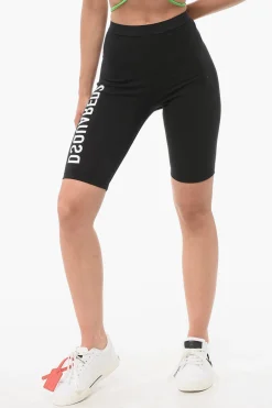 Outlet Shorts Cycling In Cotone Stretch Con Logo Laterale Donna Pantaloni