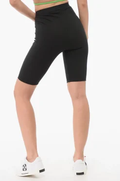 Outlet Shorts Cycling In Cotone Stretch Con Logo Laterale Donna Pantaloni