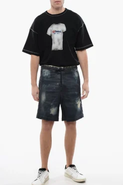 Online Shorts D-BOXY-S in Track Denim Spalmato Effetto Acid-Wash Uomo Jeans