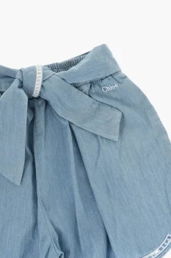 Discount Shorts Effetto Denim con Dettaglio Fiocco Abbigliamento