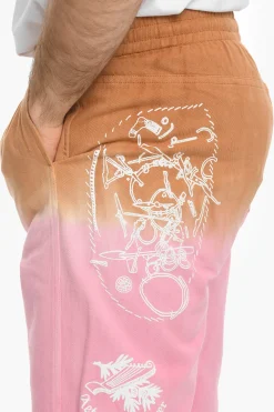 Fashion Shorts Effetto Dip-Dye in Twill di Cotone Uomo Pantaloni