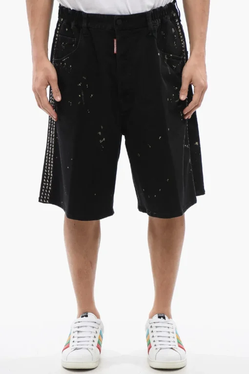 Shorts Effetto Vernice SURFER Con Borchie>Dsquared2 Hot