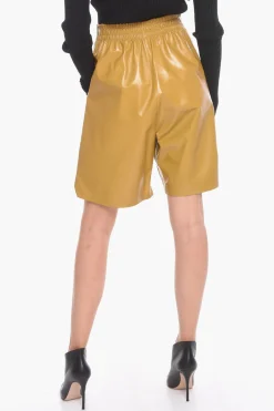 Outlet Shorts Gaucho SHINY in Pelle Donna Pantaloni