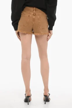 Outlet Shorts HEIDI Ad Orlo Sfrangiato con Borchie Donna Jeans