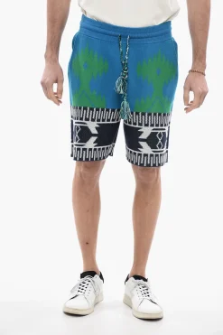Shorts ICON in Cotone Piquet con Motivo Geometrico>Alanui Outlet