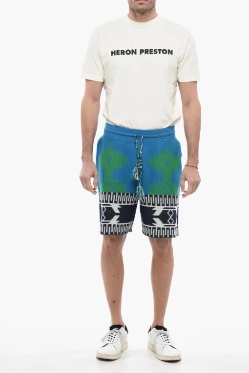 Shorts ICON in Cotone Piquet con Motivo Geometrico>Alanui Outlet