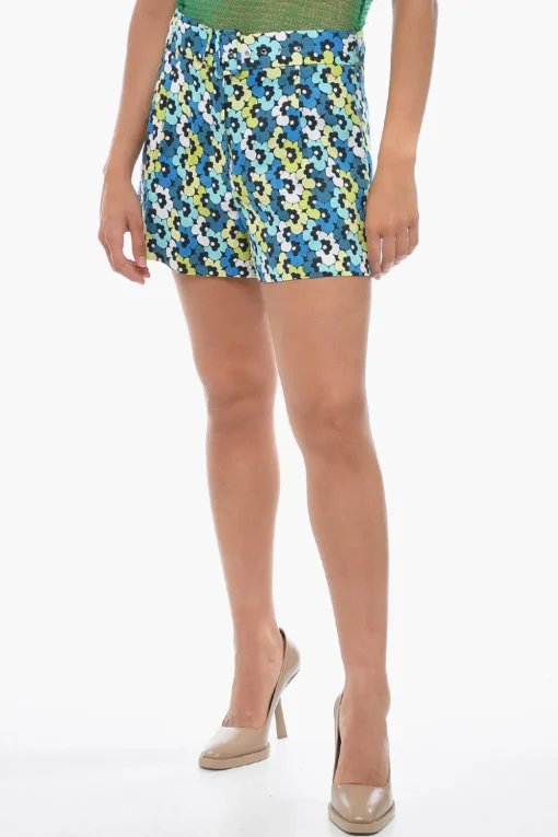 Shorts in Canapa con Fantasia Floreale>Michael Kors Clearance