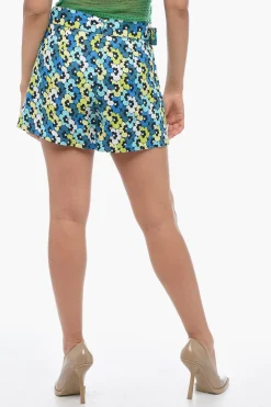 Shorts in Canapa con Fantasia Floreale>Michael Kors Clearance