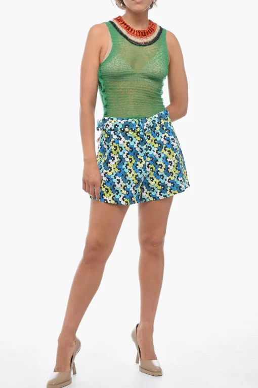 Shorts in Canapa con Fantasia Floreale>Michael Kors Clearance