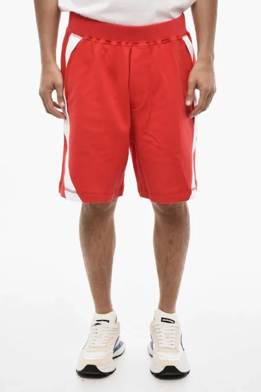 Shorts In Cotone con Bande Laterali a Contrasto>Dsquared2 Best