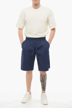 Outlet Shorts in Cotone con Elastico in Vita Uomo Pantaloni
