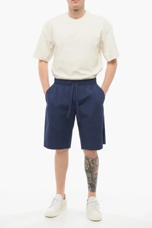 Outlet Shorts in Cotone con Elastico in Vita Uomo Pantaloni
