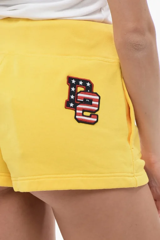 Discount Shorts in Cotone Garzato con Logo in Applicazione Donna Pantaloni