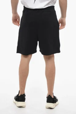 Fashion Shorts in Cotone Garzato con Logo Ricamato Uomo Pantaloni