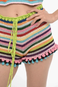 Outlet Shorts in Crochet con Maxi Lacci Donna Pantaloni